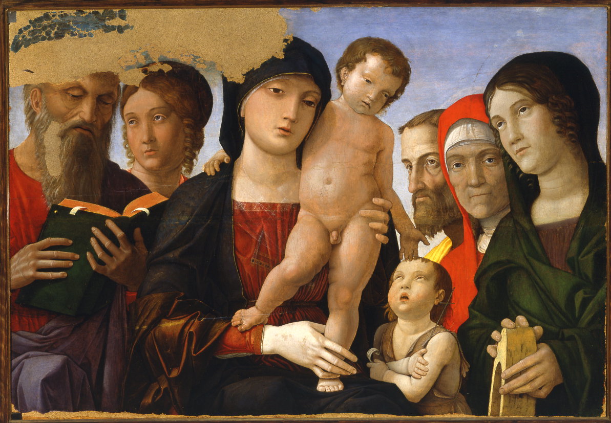 Madonna col Bambino, san Giovannino, santa Caterina d'Alessandria e altri s