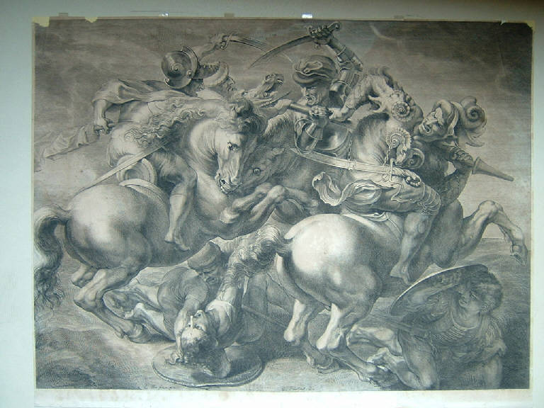 Battaglia a cavallo (stampa smarginata) di Edelinck G&eacute;rard, Leonardo da V