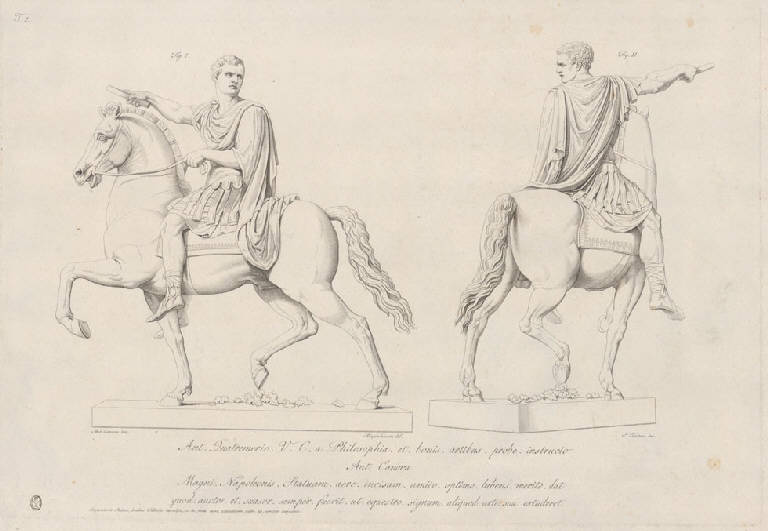 Monumento equestre a Napoleone Bonaparte imperatore (stampa) di Fontana Pietro, 