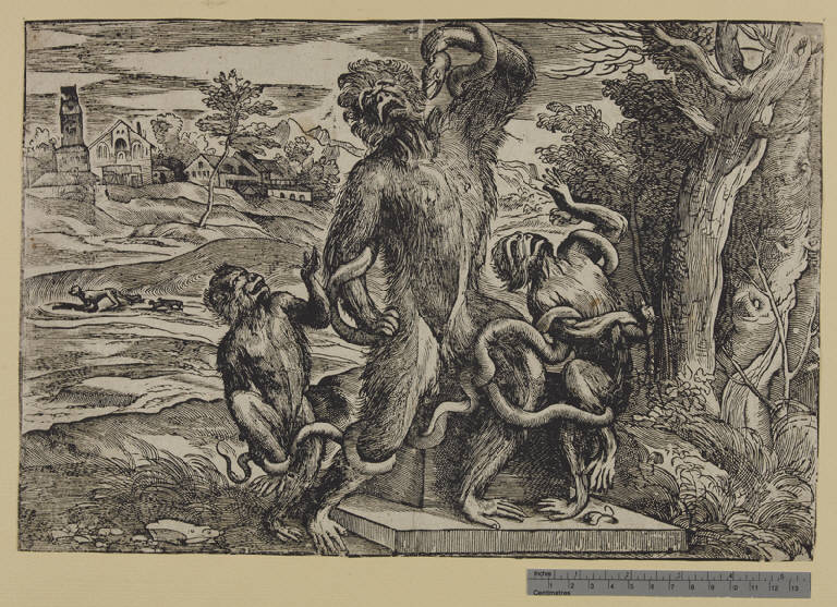 Caricatura della statua di Laocoonte (stampa tagliata) by Boldrini Niccol&ograve