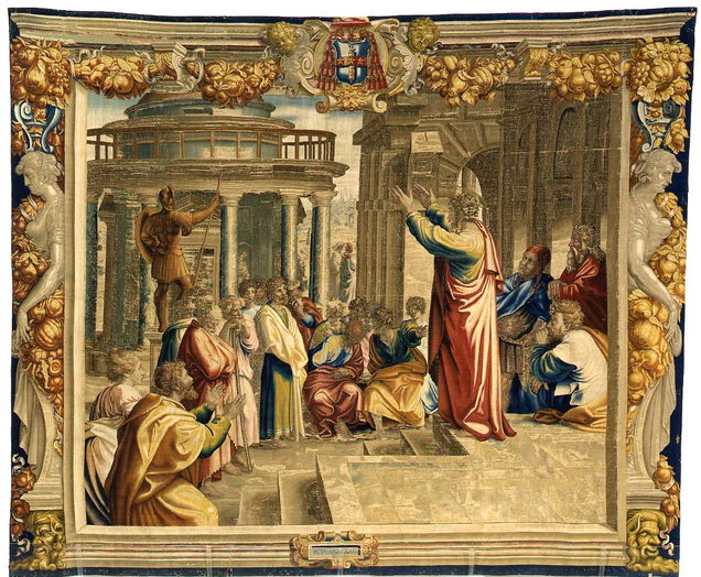Discorso di San Paolo nell'areopago di Atene (arazzo) di Sanzio Raffaello - 