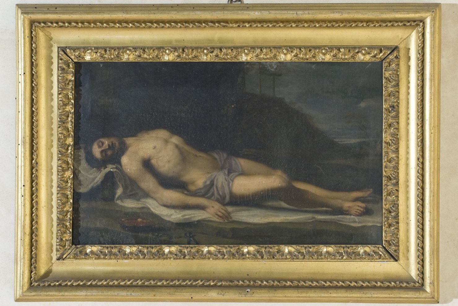 Cristo morto (dipinto, elemento d'insieme) - ambito romano-veneto (prima me