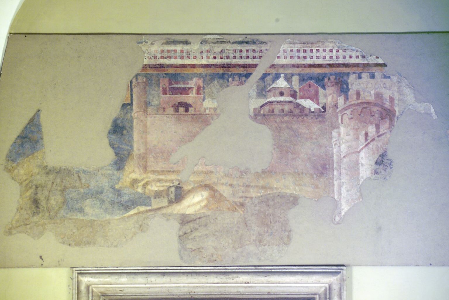 veduta di citta' (dipinto, frammento) by Lorenzetti Ambrogio (sec. XIV)