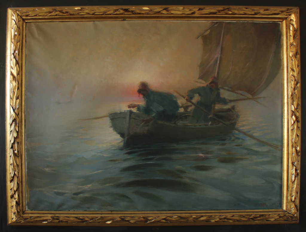 Pesca invernale sul lago (dipinto) by Piccoli Carlo Francesco - ambito veronese 
