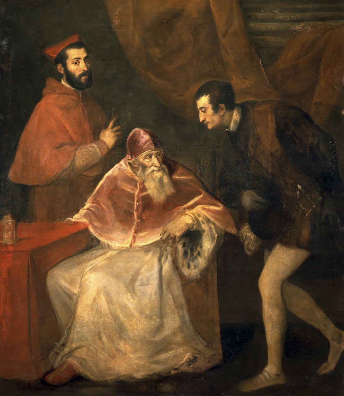 ritratto di papa Paolo III con i nipoti (dipinto) by Vecellio Tiziano (secondo q
