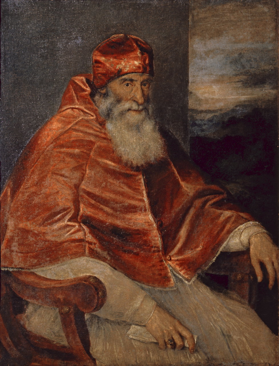 ritratto di papa Paolo III con il camauro (dipinto) by Vecellio Tiziano (secondo