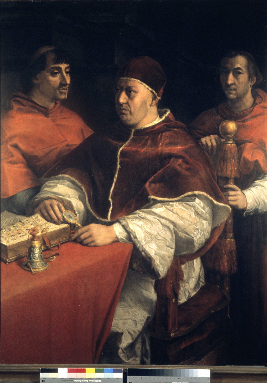 ritratto del papa Leone X con due cardinali (dipinto) by Andrea d'Agnolo de