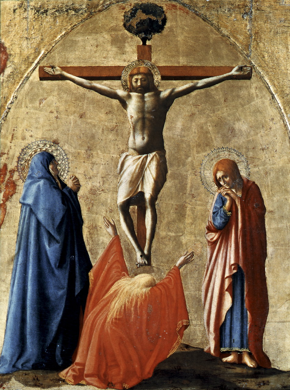 crocifissione di Cristo con la Madonna e Santa Maria Maddalena (dipinto) by Guid