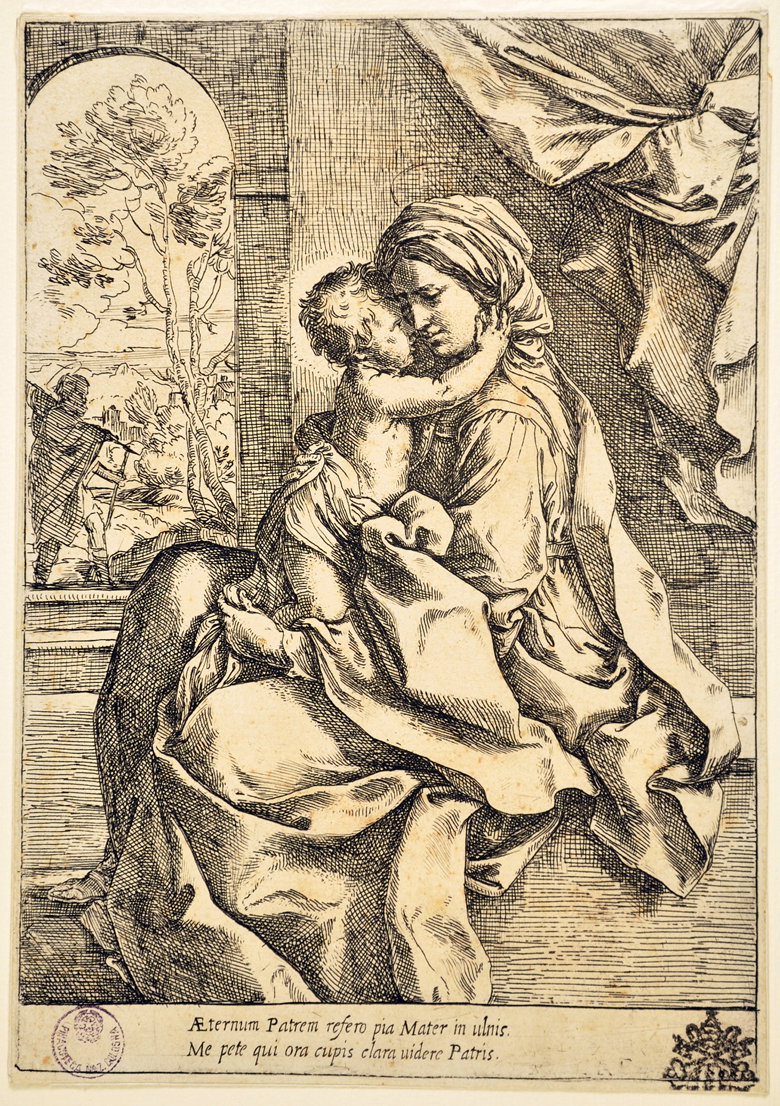 Sacra Famiglia (stampa smarginata) di Reni Guido (prima met&agrave; sec. XVII)