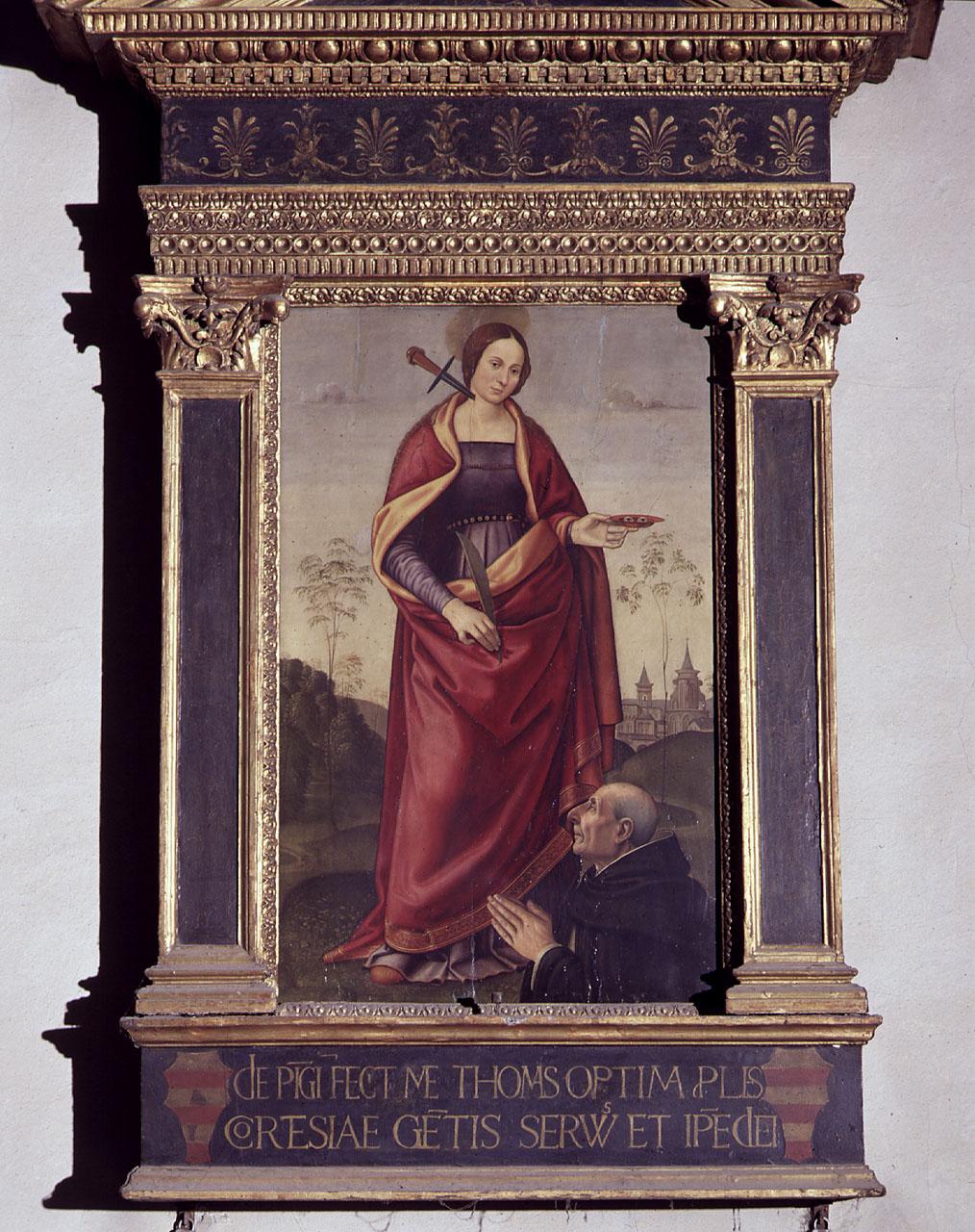 Santa Lucia e frate Tommaso Cortesi orante (dipinto) di Bigordi Benedetto detto 