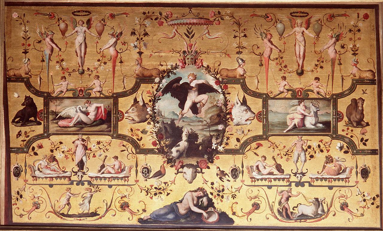 amori di Giove e grottesche, imprese medicee (dipinto) di Allori Alessandro (sec