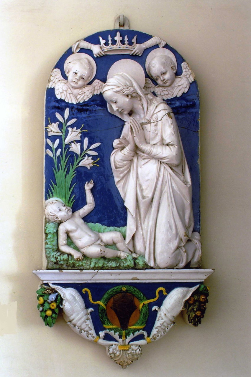 adorazione di Ges&ugrave; Bambino (rilievo) di Della Robbia Andrea (sec. XV)