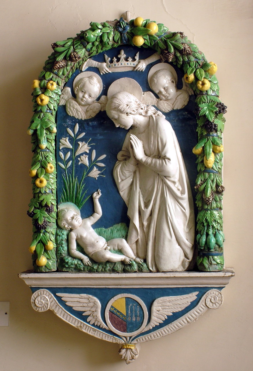 Madonna in adorazione di Ges&ugrave; Bambino (rilievo) di Della Robbia Andrea (s