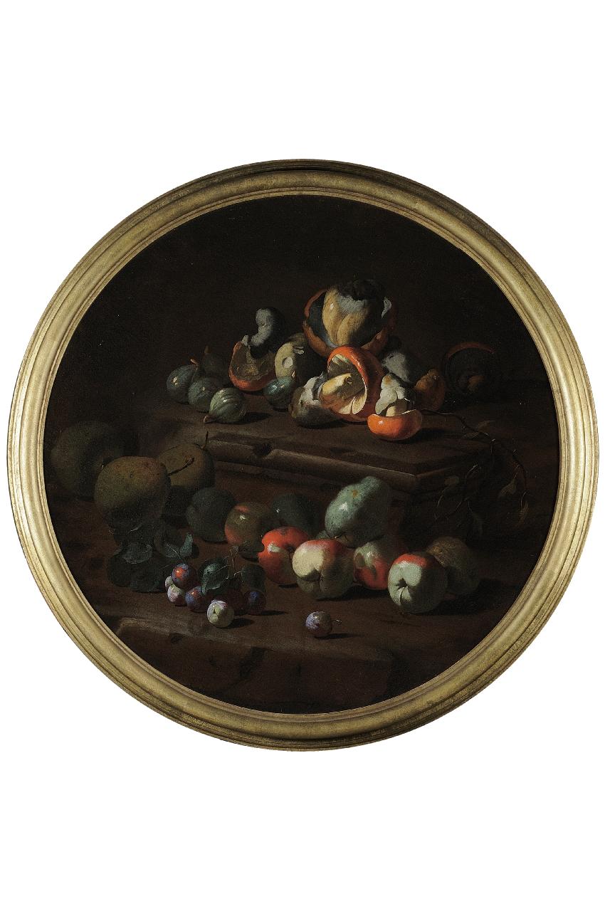 natura morta con frutta e funghi (dipinto) by Pseudo Fardella (seconda met&agrav