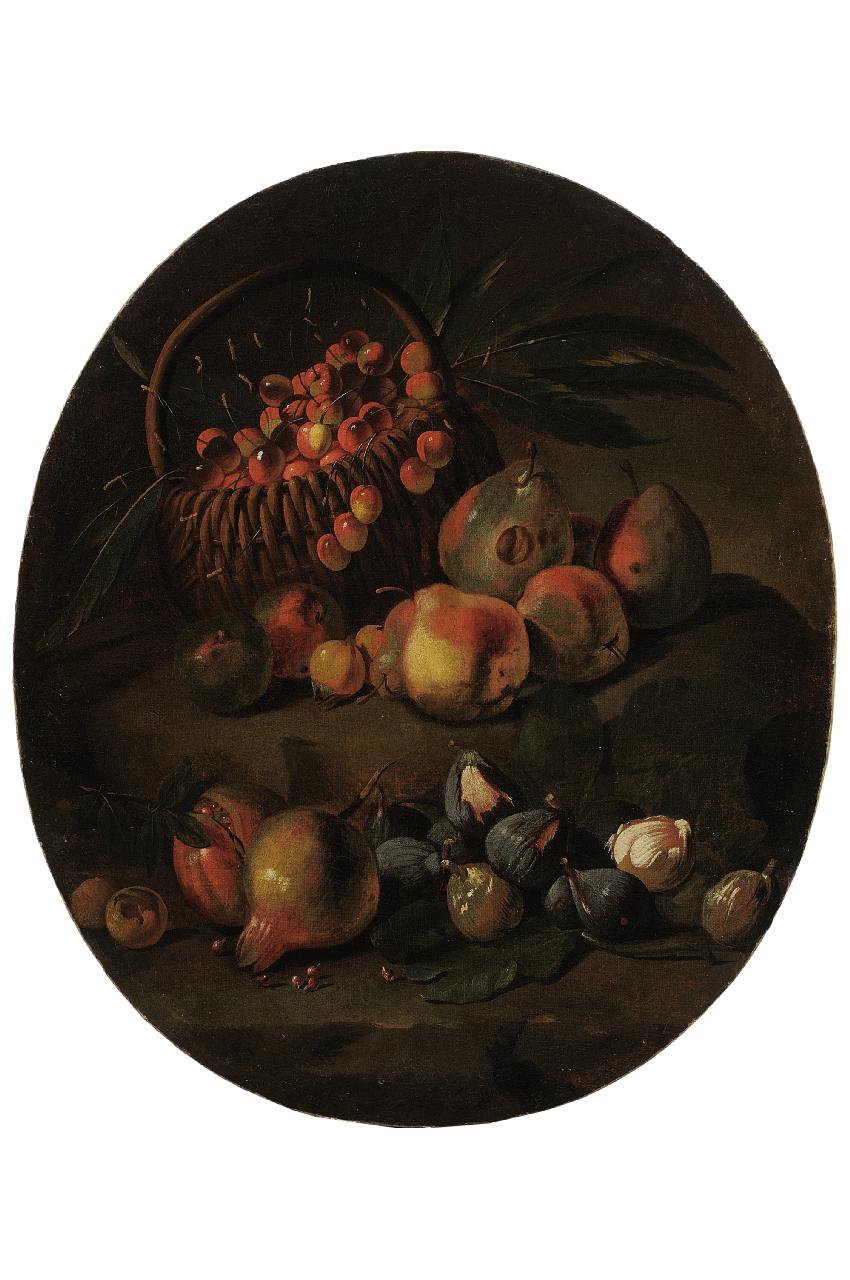 natura morta con frutta (dipinto) by Pseudo Fardella (seconda met&agrave; sec. X