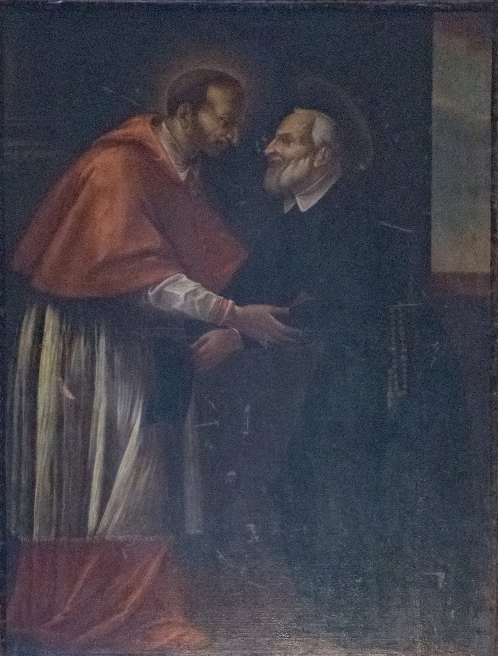 Incontro tra Carlo Borromeo e Filippo Neri (dipinto, opera isolata) - ambito mil