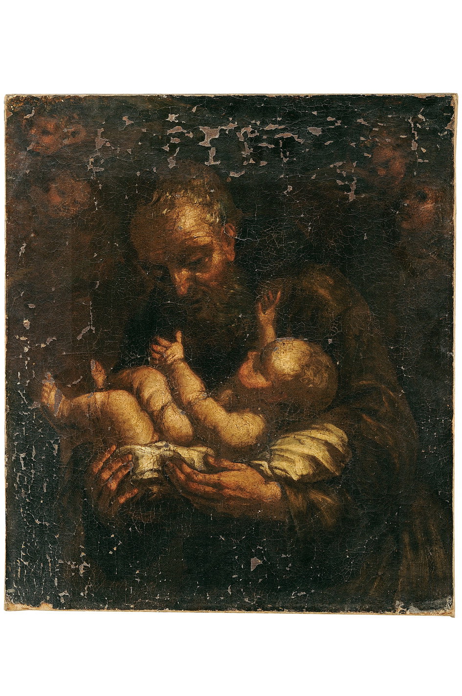 San Giuseppe e Ges&ugrave; Bambino (dipinto) - ambito Italia meridionale (sec. X