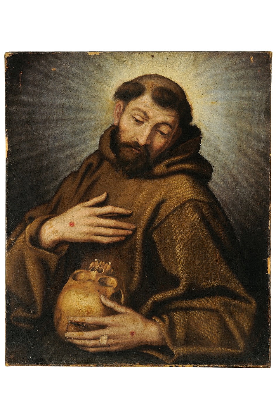 San Francesco d'Assisi in meditazione sul teschio (dipinto) - ambito fioren
