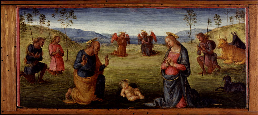 adorazione di Ges&ugrave; Bambino (scomparto di predella, elemento d'insiem