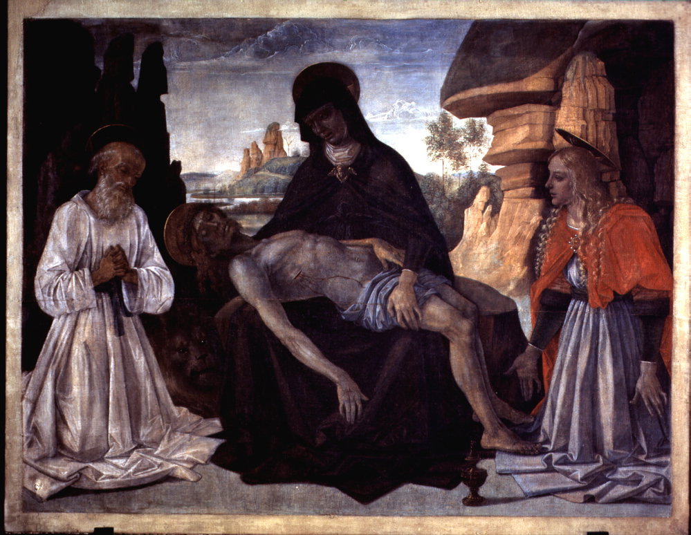 Cristo in piet&agrave; tra la Madonna, San Girolamo e la Maddalena (stendardo pr