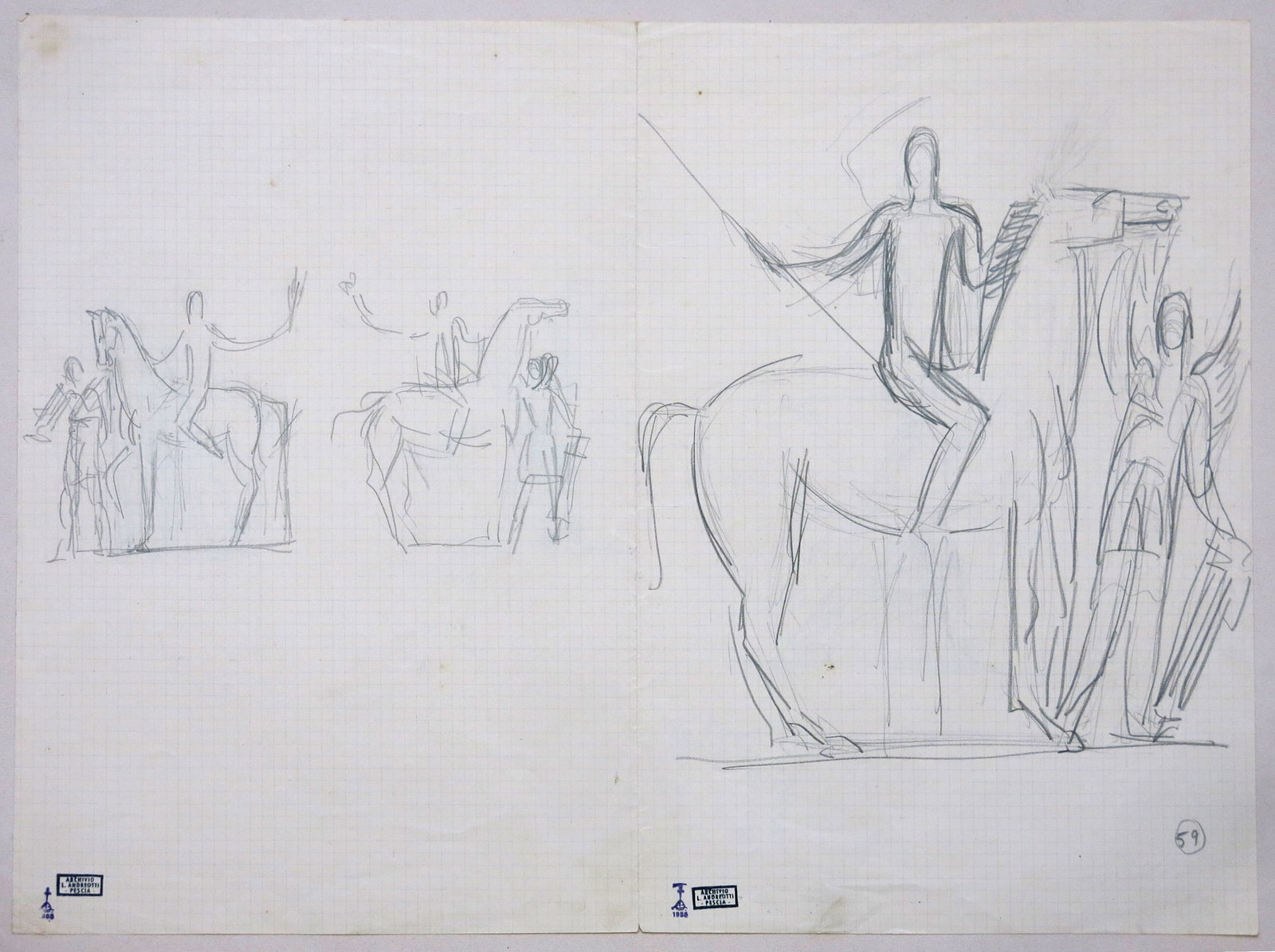 Studi per il gruppo scultoreo dell'Eroe a cavallo e la Vittoria del monumen