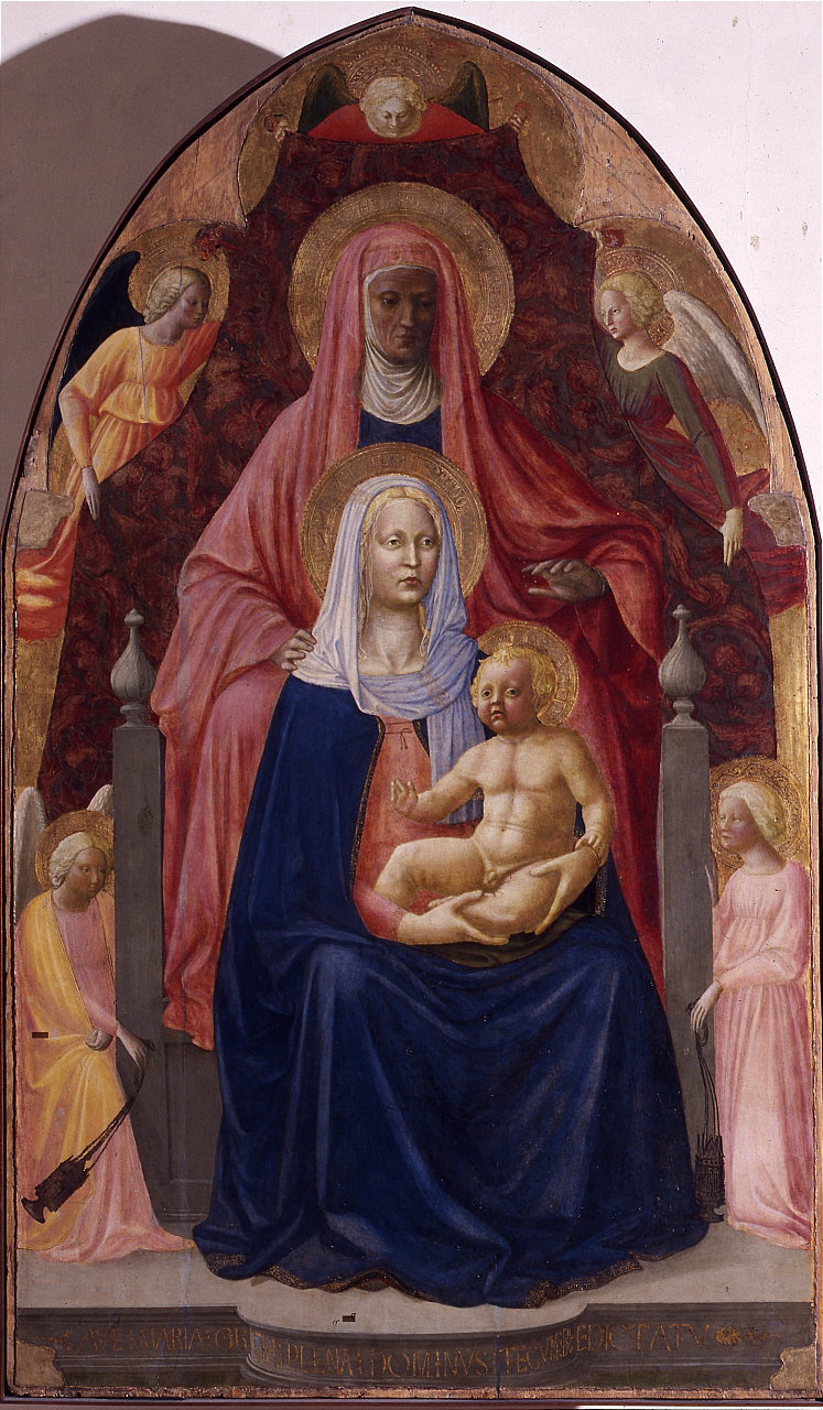 Madonna con Bambino, Sant'Anna, angeli (dipinto) di Masaccio, Masolino da P