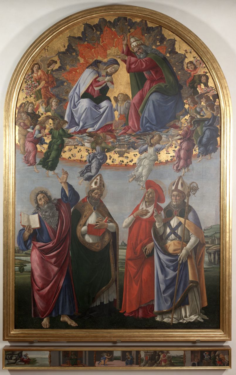 incoronazione di Maria Vergine e i Santi Giovanni Evangelista, Agostino, Girolam