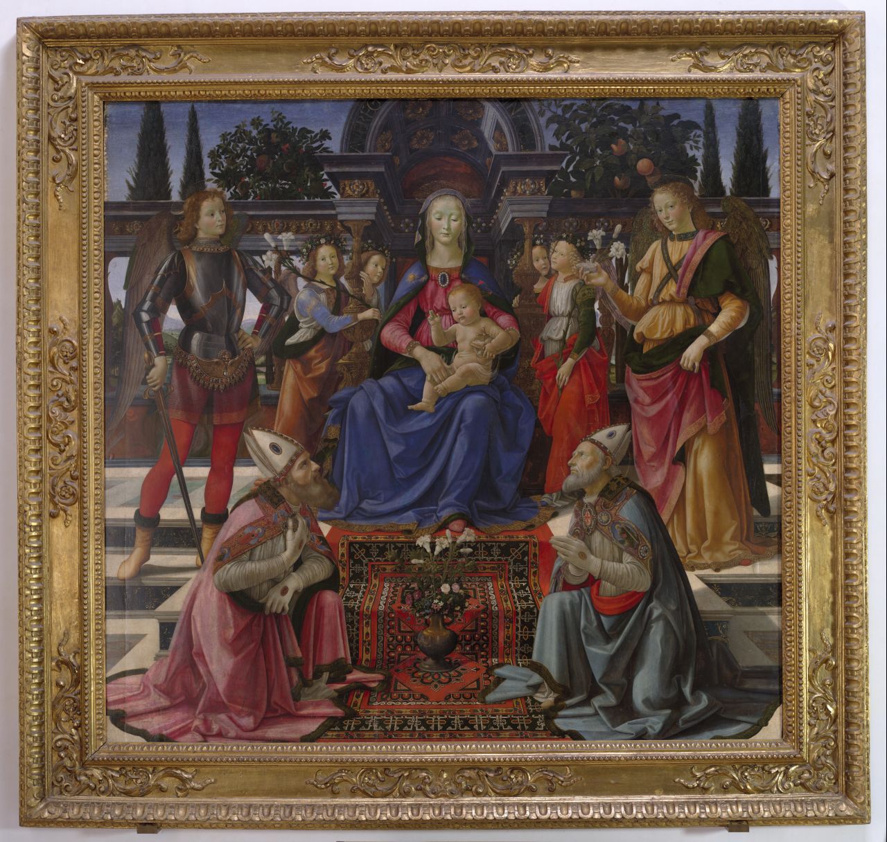 Madonna con Bambino, Santo vescovo, San Zanobi, San Michele arcangelo, San Raffa
