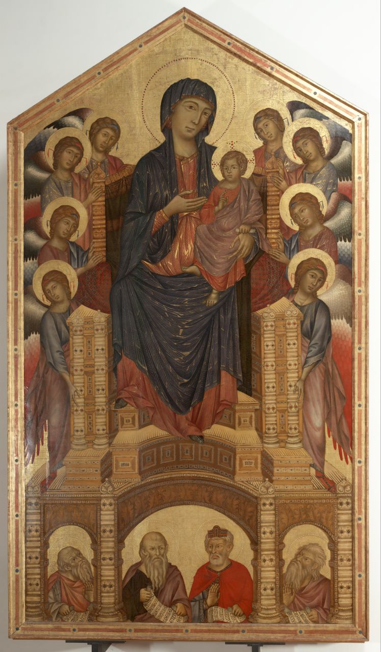 Madonna con Bambino in trono con angeli e profeti (dipinto) by Cenni di Pepo det