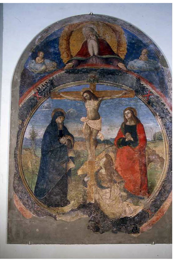 Crocifissione di Cristo, Padre Eterno e angeli (dipinto, opera isolata) - ambito