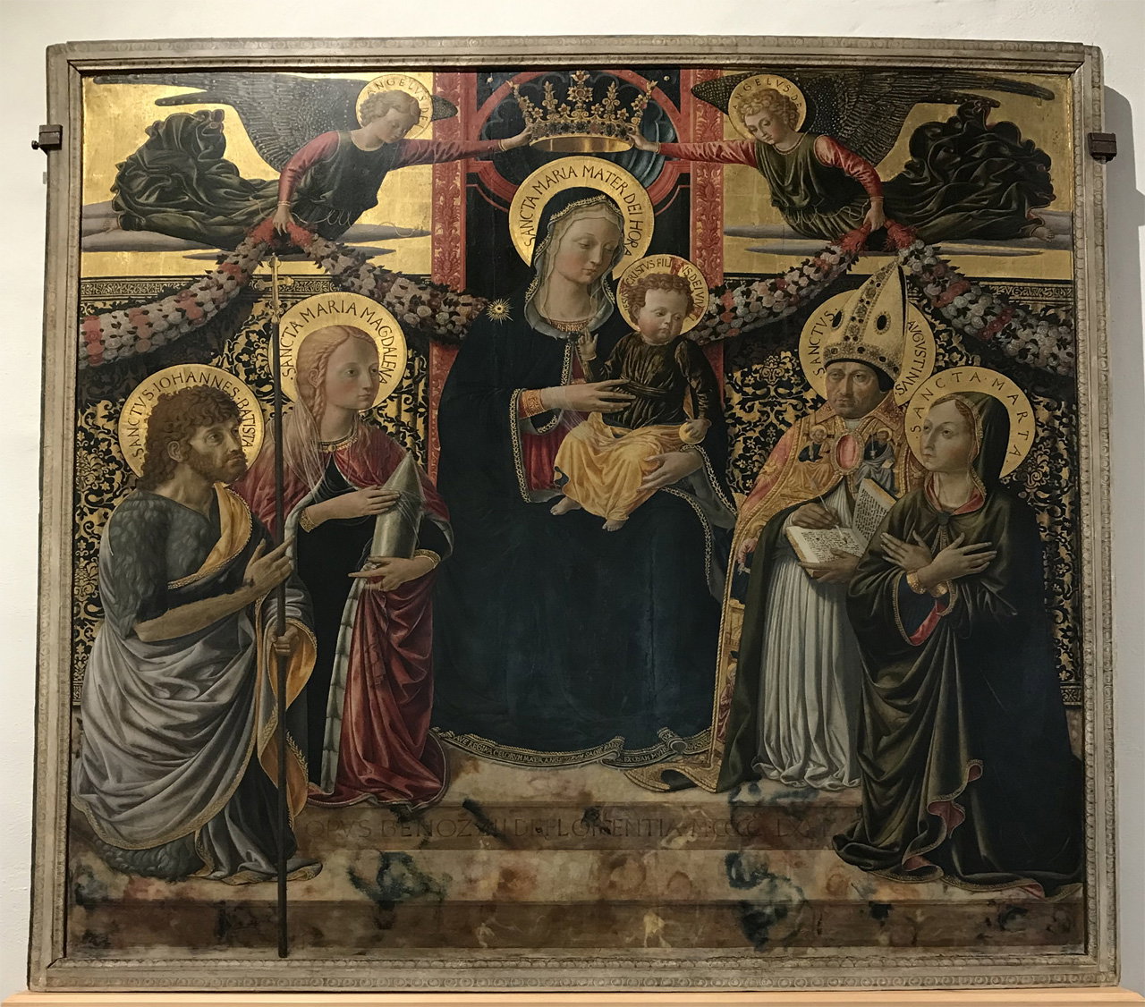 Madonna in trono con Bambino tra angeli e santi (dipinto, opera isolata) di Beno