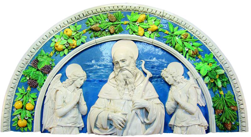 Sant'Antonio abate adorato da due angeli (rilievo) by Della Robbia Andrea (