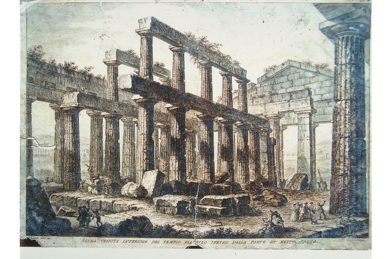 Altra veduta interiore del Tempio esastilo ipetro dalla parte di mezzo giorno