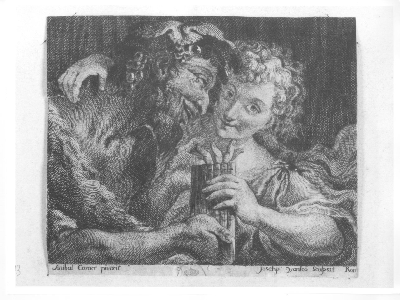 Pan e satiro (stampa) di Carracci Annibale, Van Loo Joseph (prima met&agrave; se