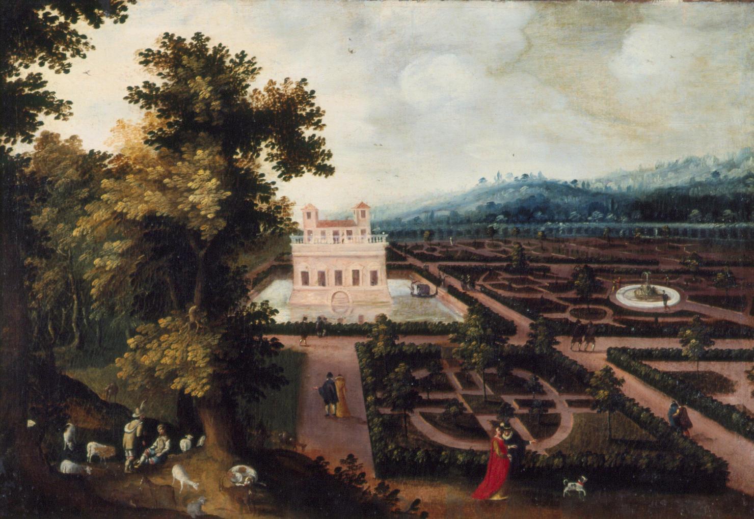 veduta di Villa Miralfiore (dipinto) di Mingucci Giovanni Francesco (attribuito)