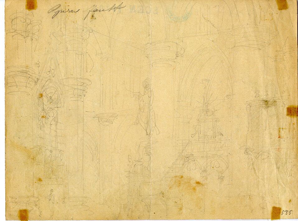 interno di chiesa gotica/ veduta di chiesa gotica (disegno, opera isolata) di Fe