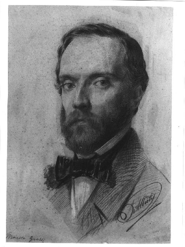 ritratto del maestro Grassi (disegno, serie) di De Albertis Sebastiano (sec. XIX