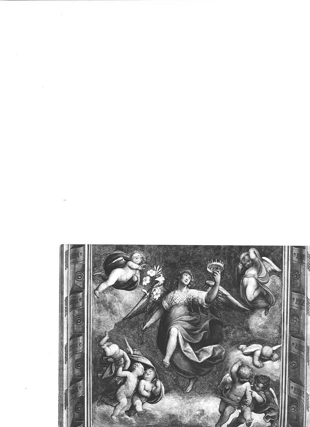 angeli con corona e giglio (dipinto) di Caccia Guglielmo detto Moncalvo (sec. XV