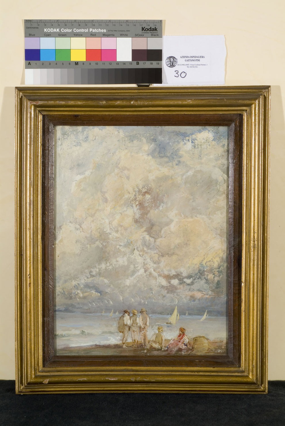 marina con pescatori e barche (dipinto, opera isolata) di De Albertis Sebastiano
