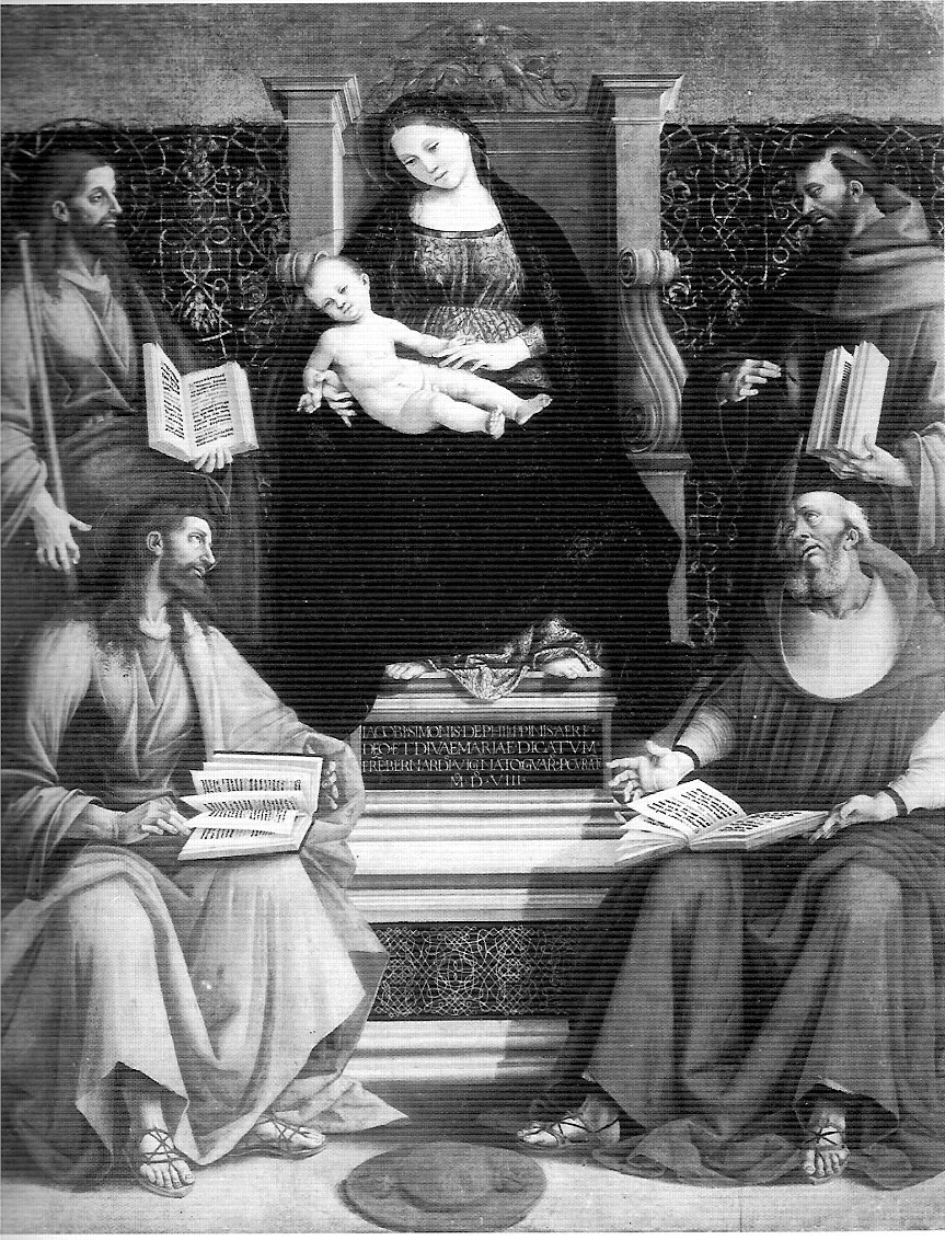 Madonna in trono con il Bambino e i Santi Giacomo Maggiore, Simone, Francesco d&