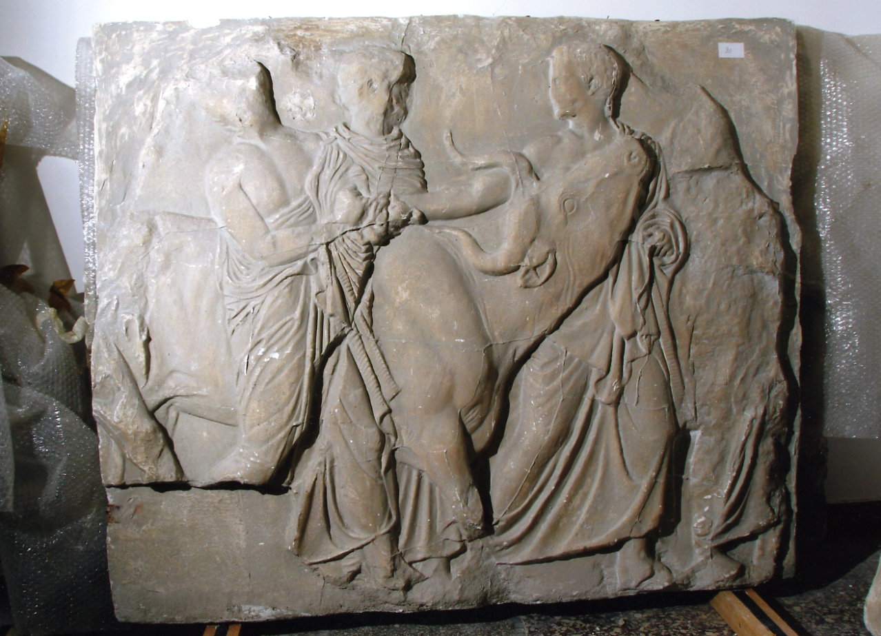 toro condotto al sacrificio (rilievo, complesso decorativo) - bottega inglese (p