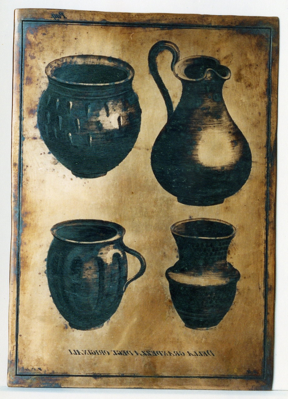 boccalino/ oinochoe/ due ollette (matrice) di Cepparoli Francesco, Morghen Giova