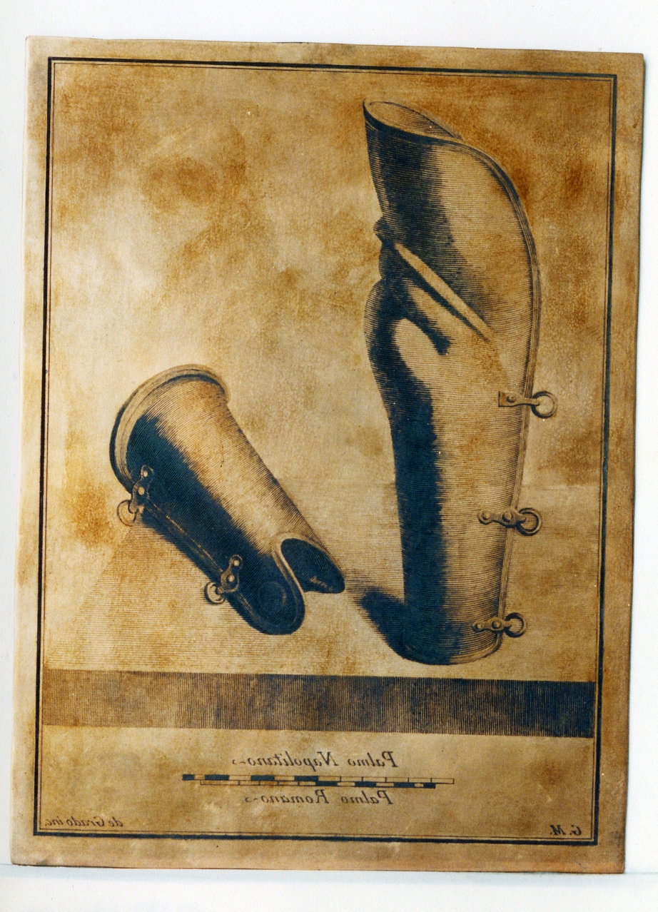 parti di armature in bronzo: schiniere/ parabraccio (matrice) by De Grado Filipp