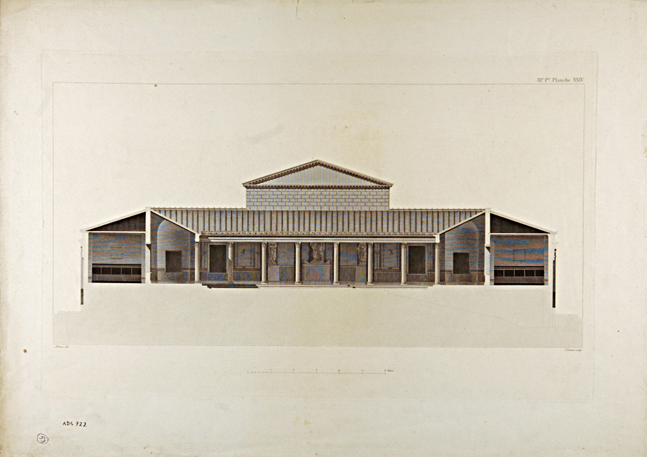 sezione prospettica edificio di Eumachia a Pompei (incisione) di Mazois Charles 