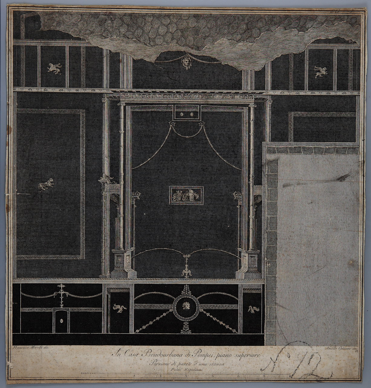 parete affrescata in IV stile (incisione) by Morelli Francesco, Cataneo Aniello 