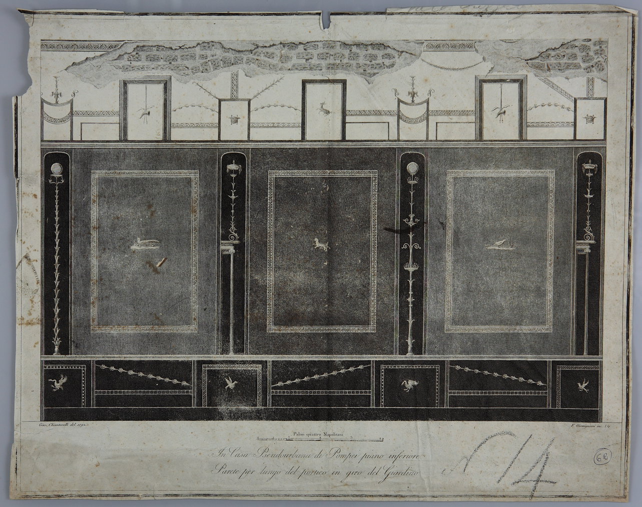 parete affrescata in IV stile (incisione) di Chiantarelli Giuseppe, Giomignani F