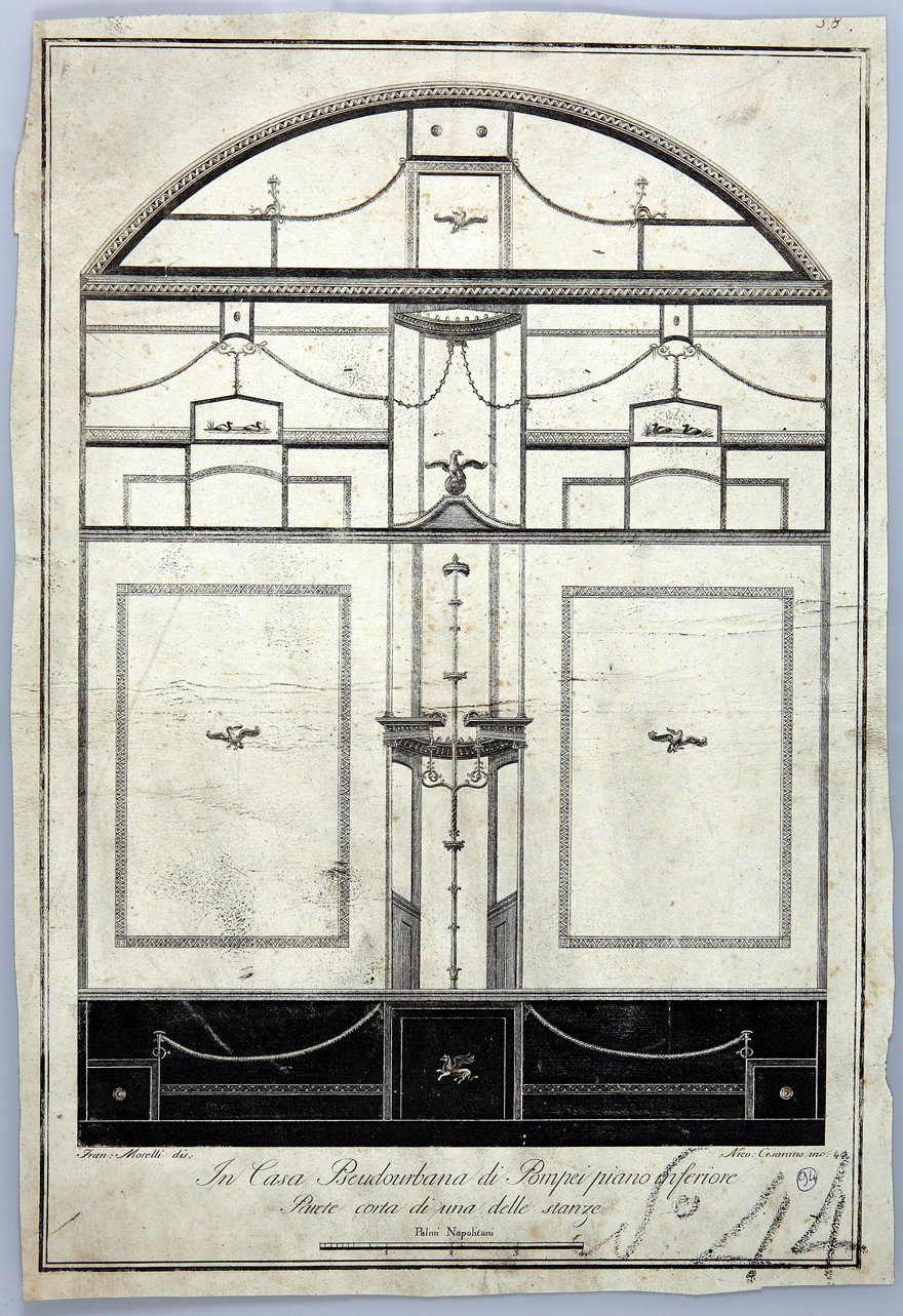 parete affrescata in IV stile (incisione) by Morelli Francesco, Cesarano Niccol&