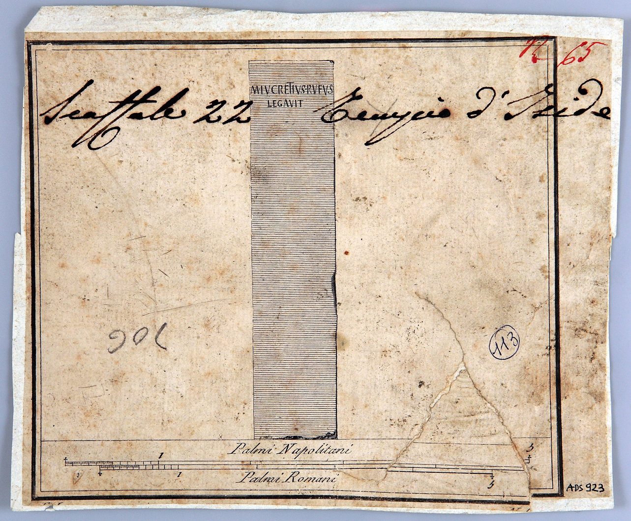 pilastrino con iscrizione (incisione) di La Vega Francesco, Nolli Carlo (seconda