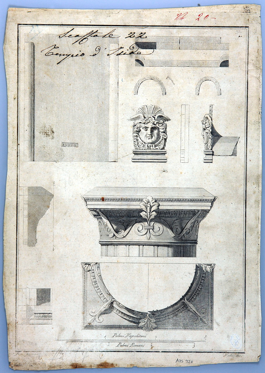 elementi architettonici (incisione) by La Vega Francesco, Nolli Carlo (seconda m