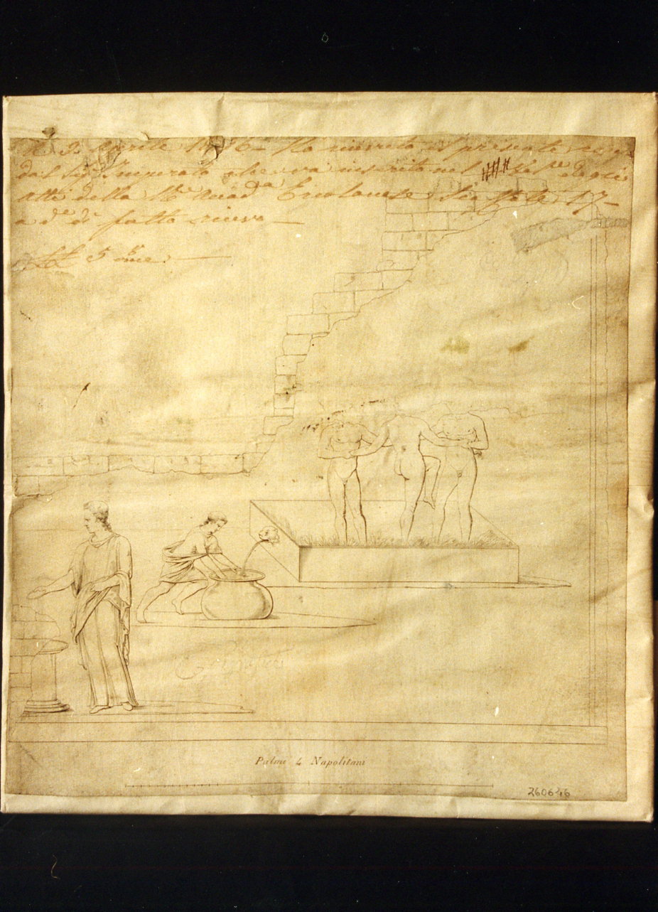 frammento di affresco con scena di sacrificio e Fauni danzanti (stampa) by Imper